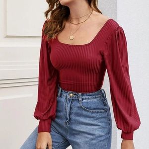 NEW Jewel Tone Red Long Sleeve Blouse S